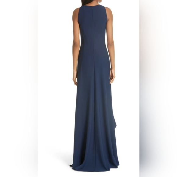 ZAC Zac Posen Janice Slit Ruffle Gown Navy - Picture 3 of 14
